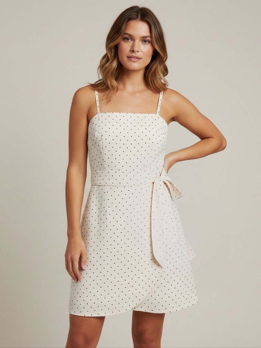 Hem & Thread NWT Cotton Polka Dot Lined Dress sz LARGE